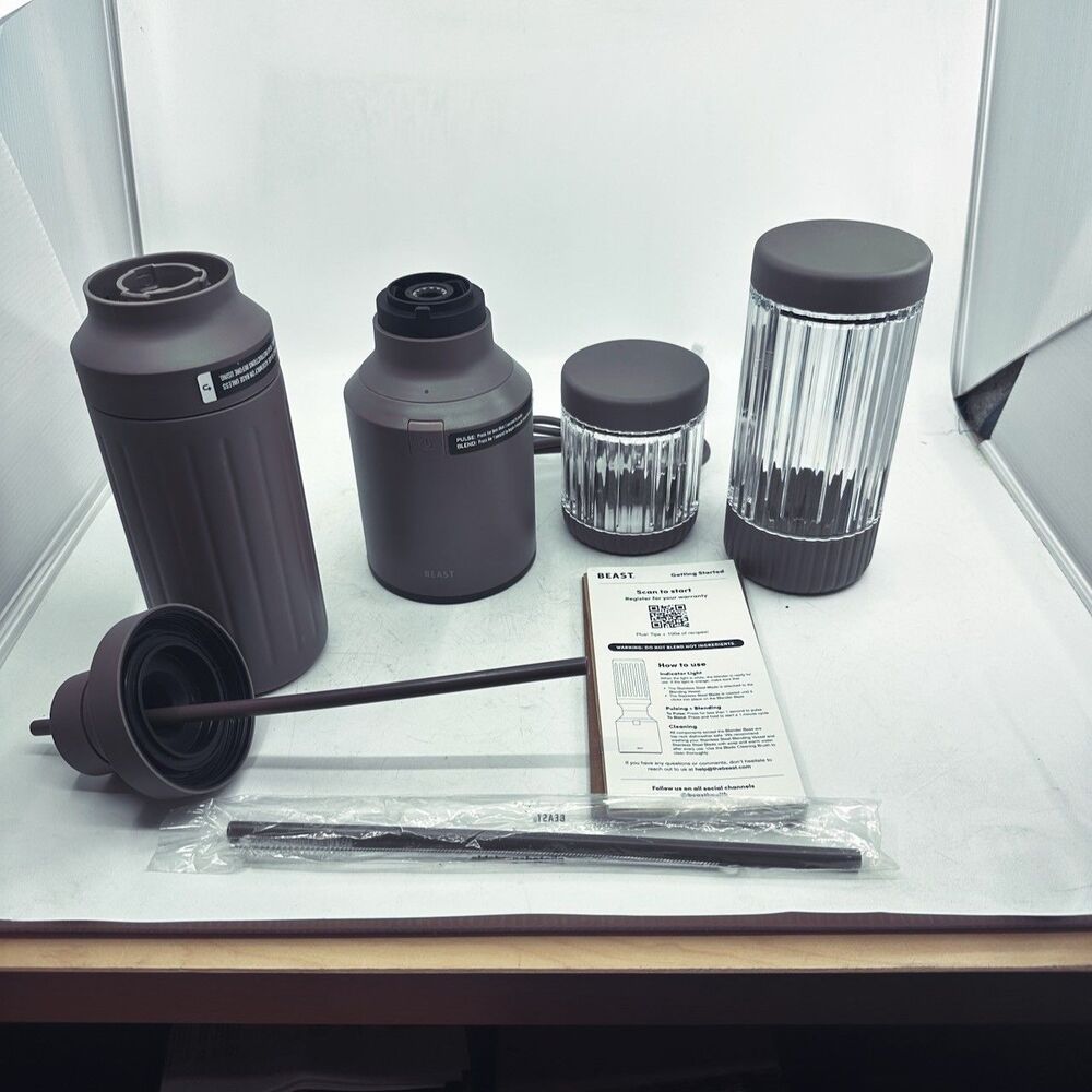 Beast Mighty 850 Blender B85M Mocha Stainless Steel Vessel + 2 Tritan Cups New